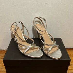 J Crew Silver Strappy Sandals